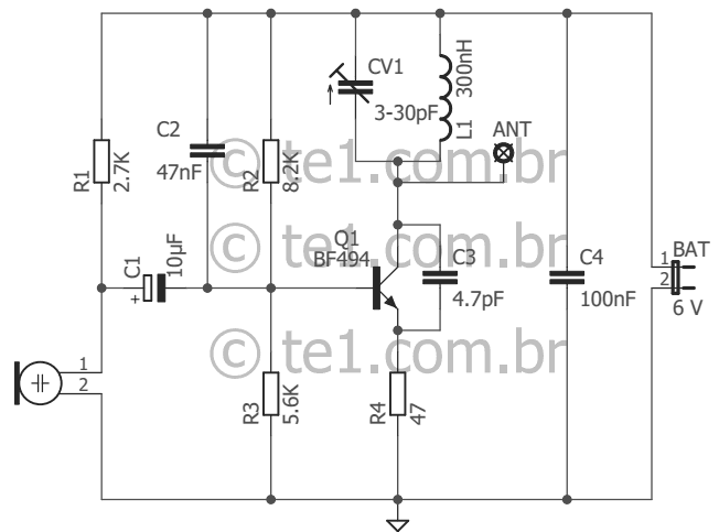 Esquema Do Circuito Do Transmissor De Fm Com Transistor Bf494