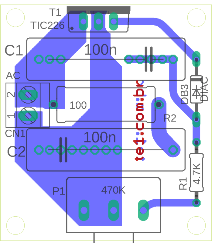 Circuito De Dimmer Com Triac Tic226 Ou Bta10 - Controle Potência