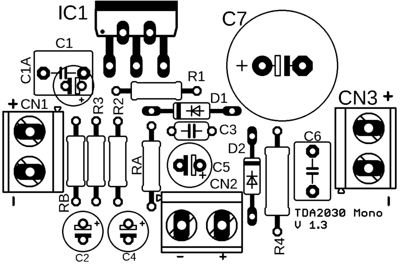 Ci Tda2030 Circuito Amplificador Placa Silk Componentes