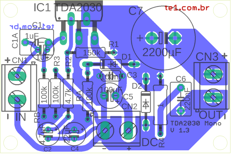 Ci Tda2030 Circuito Amplificador Placa Vista Componentes