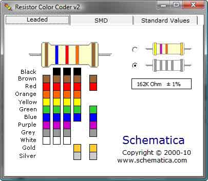 Leaded-Type Resistor Color Coder...for 4 or 5 band resistors