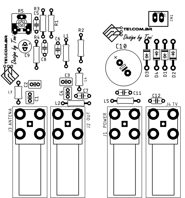 Placa De Circuito Impresso Pcb Versão Pth Silk Dos Componentes