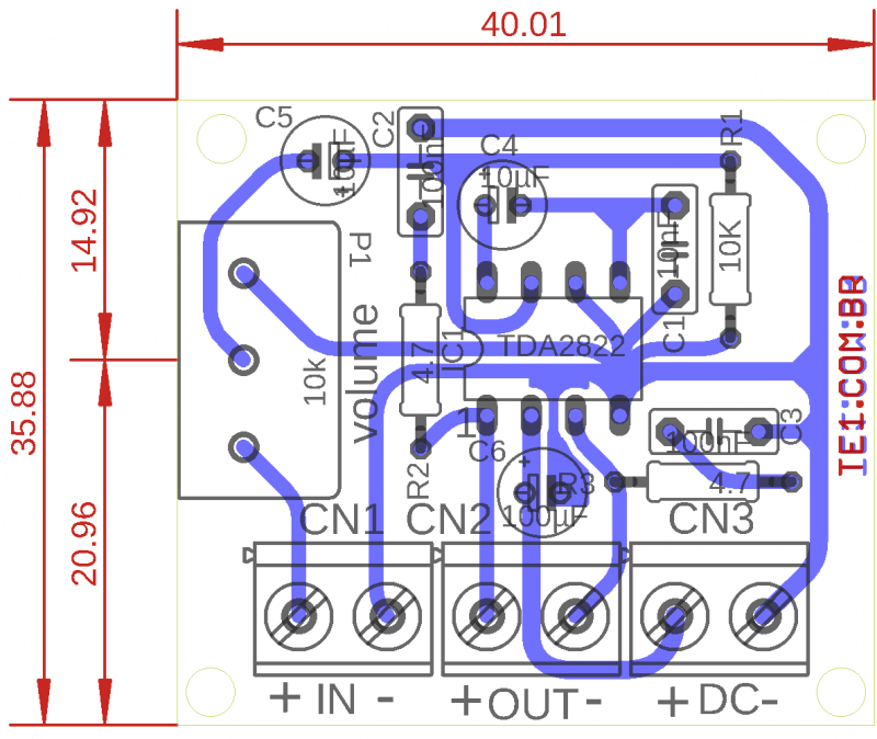 Tda2822 Amplificador Placa De Circuito Impresso