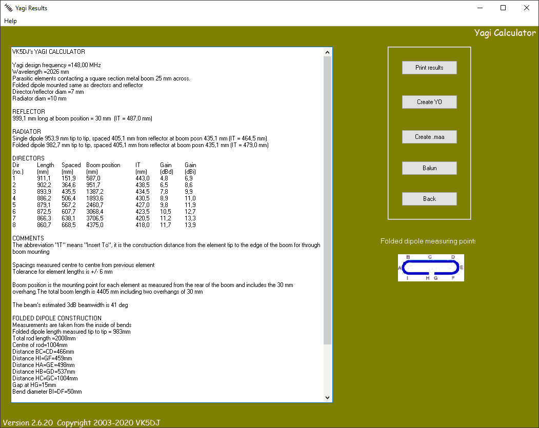 Download Yagi calculator 2.6.2 Cálculo de antena VHF UHF Toni Eletrônica