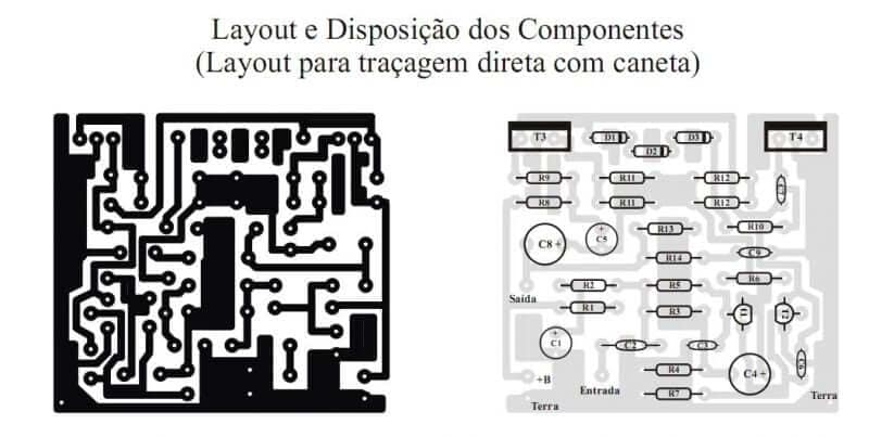Placa De Circuito Impresso Lkista De Material Amplificador Pl1050 Potência Utilizando Transistor Darlington Tip120 E Tip125 Ou Tip122 E Tip126
