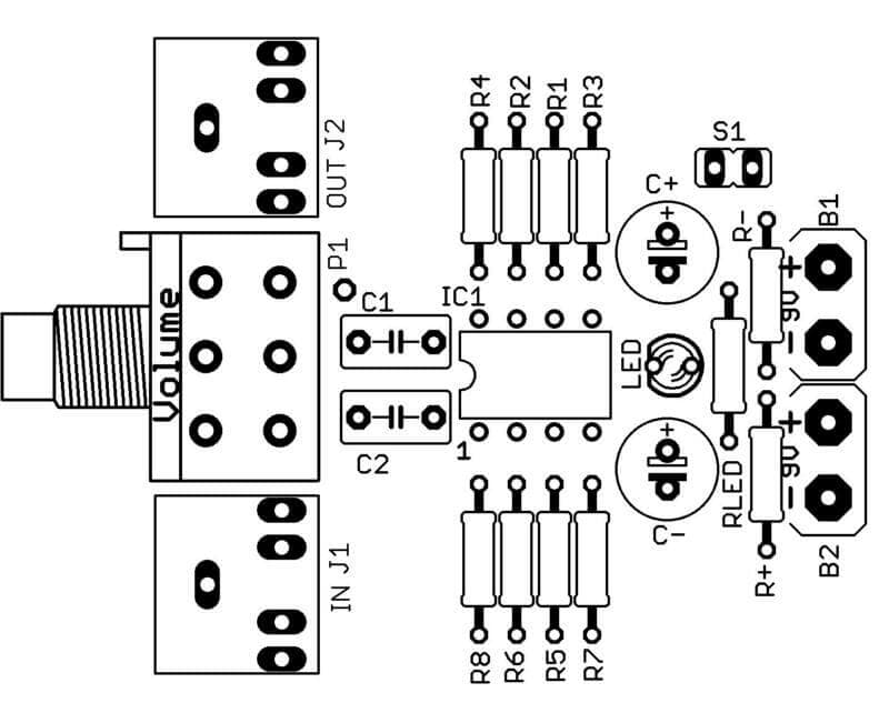  Sugestão De Placa De Circuito Impresso Para Montagem Do Amplificador De Fones De Ouvido