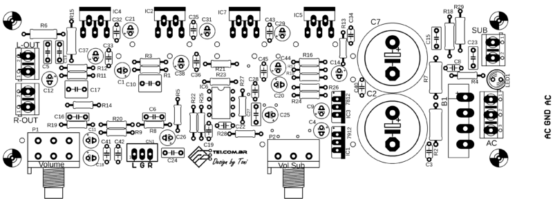 Silk Tda2030 2 1 Subwoofer Tda2030 2.1 Amplificador, Amplificador De Áudio, Amplificador De Potência, Áudio, Circuitos, Pré-Amplificadores, Tda Tda2030 2.1 Amplificador De Áudio Com Subwoofer