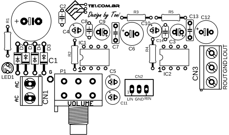 Placa De Circuito Impresso (Pcb) Silk Dos Componentes Do Circuito Com Lm386 Amplificador De Áudio Estéreo Lm386N-1 Lm386N-2 Lm386N-3 Lm386N-4 Lm386N Lm386M Lm386D Jrc386