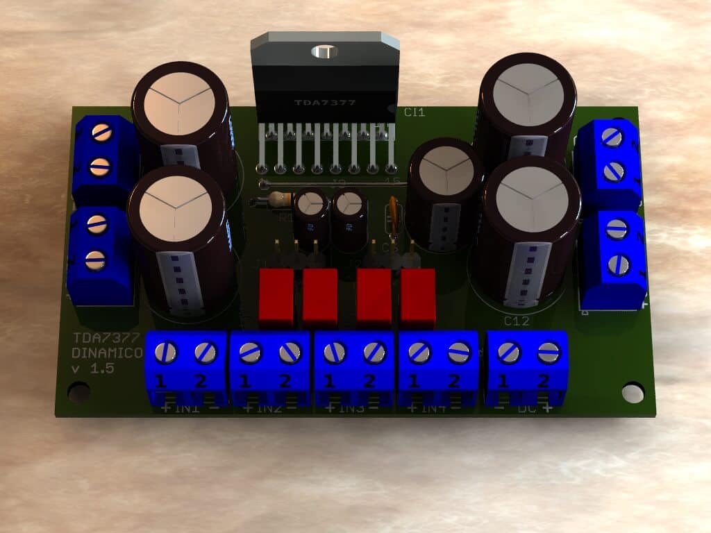Circuito de Amplificador de áudio de potência dinâmico com TDA7377
