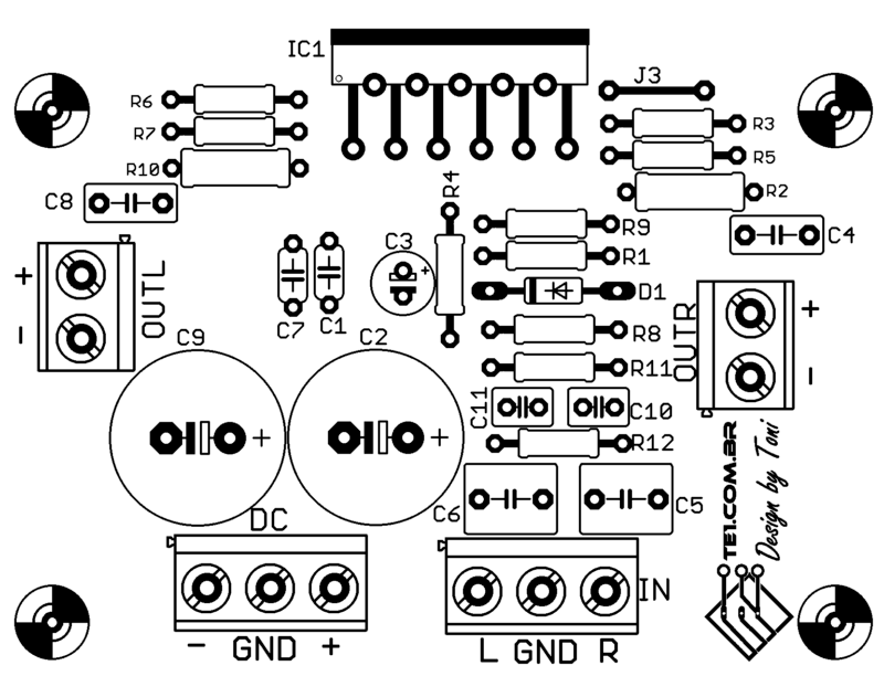 Placa Do Amplificador Com Tda7265 Silk Placa Do Amplificador Com Tda7265 Circuito De Amplificador De Potência Estéreo