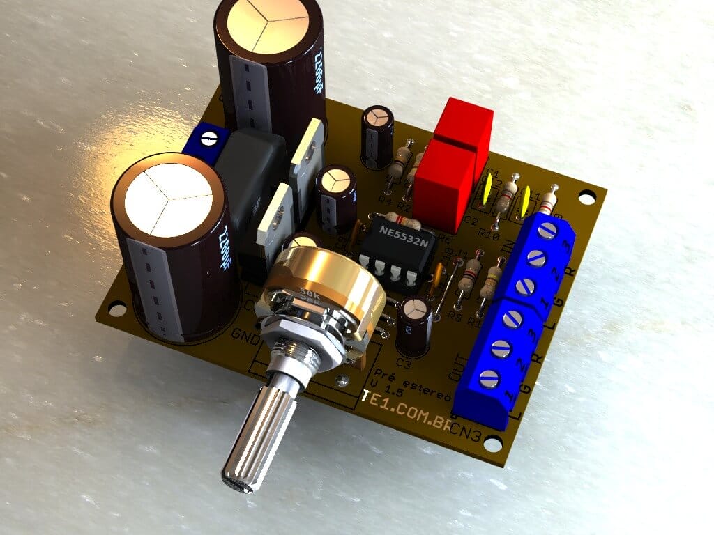 pre amplificador estereo ne5532 op amp circuito