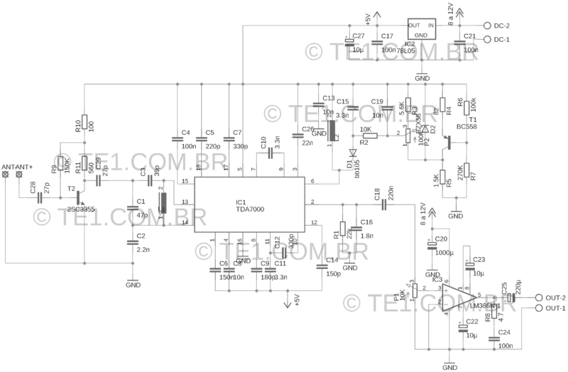 Esquema Tda7000 + Lm386, Circuito Simples De Receptor De Rádio Fm Caseiro De Fácil Montagem