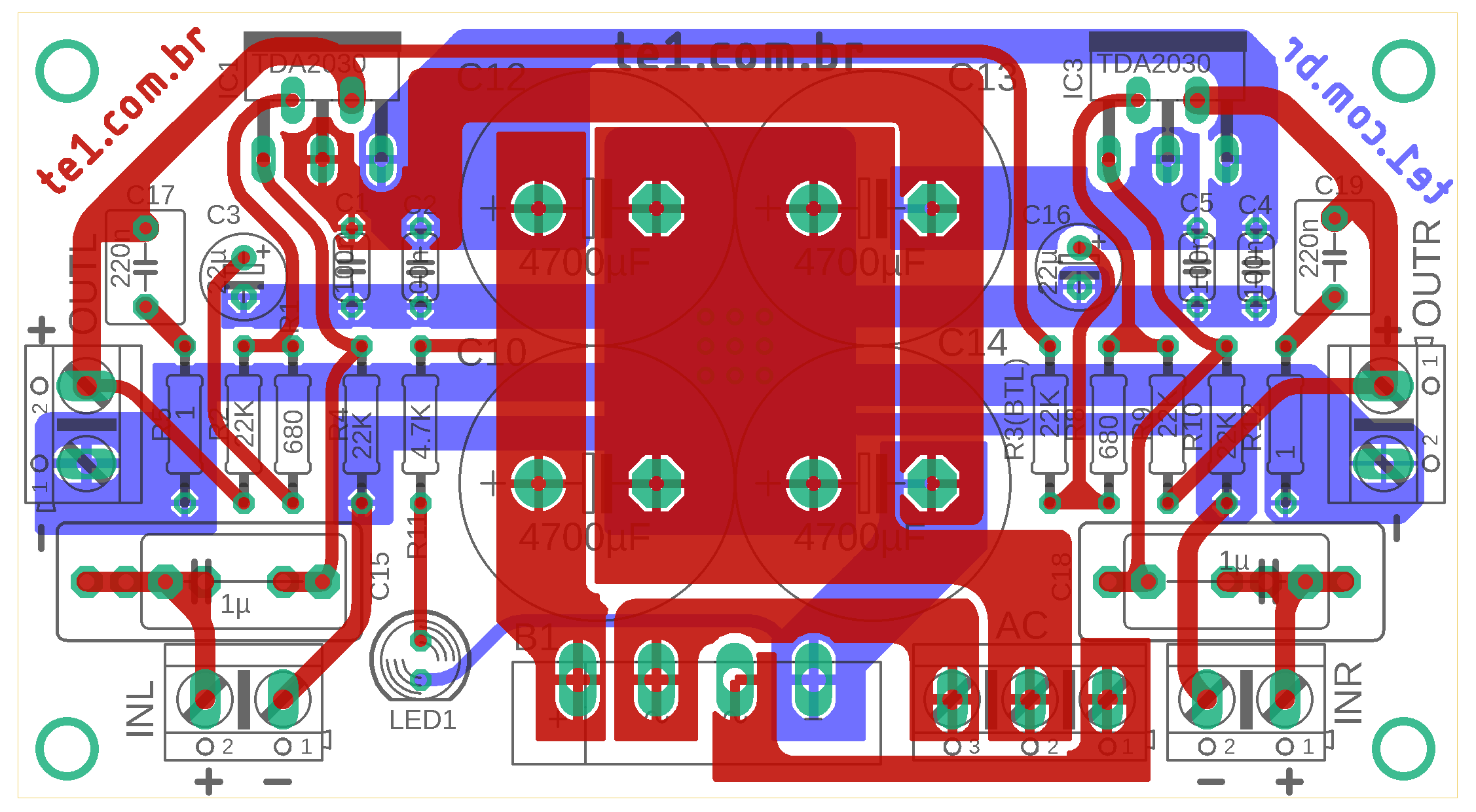 Amplificador TDA2030 LM1875 Estéreo Ou Ponte - Dinâmico - Toni Eletrônica