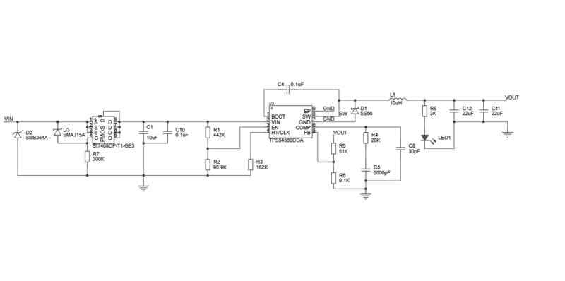 Esquema Tps54360 60V 3.5A Conversor Dc-Dc Step-Down